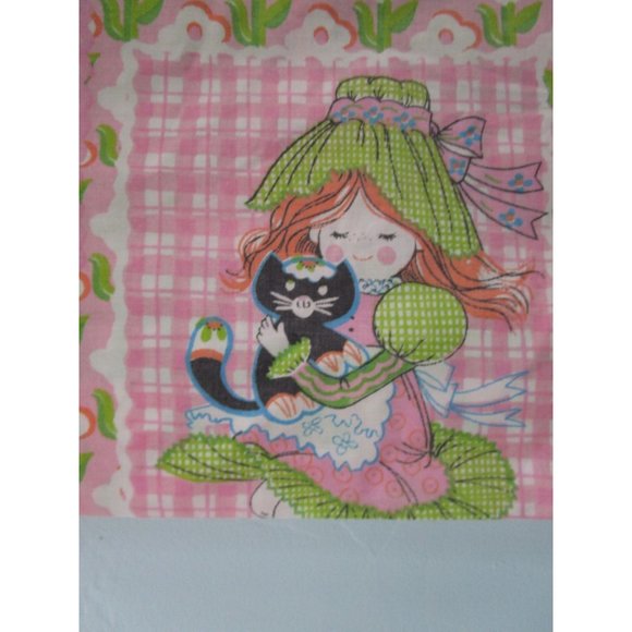 Katies Patchwork Girls Pillowcase Vintage 1970s Sears Girls Bedding Faded GUC - Picture 7 of 12